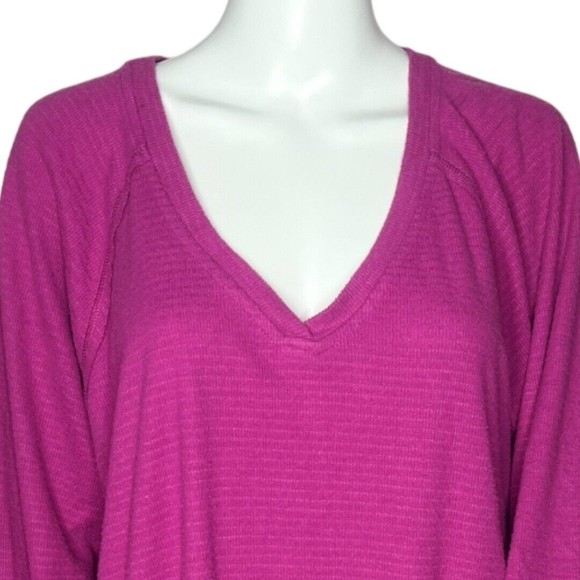 Wildfox Women’s Haley Thermal Top Purple Brushed Long Sleeved V-Neck Size XXL - Picture 5 of 7
